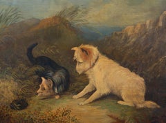 J.C.W.J. - Late 19th Century Oil, Terriers