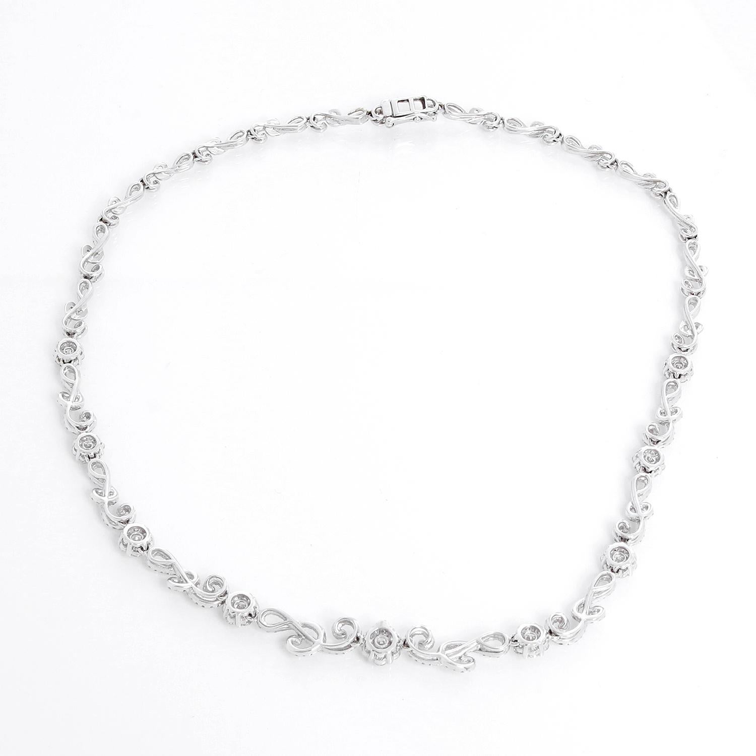JD 18K White Gold  Diamond Necklace 1