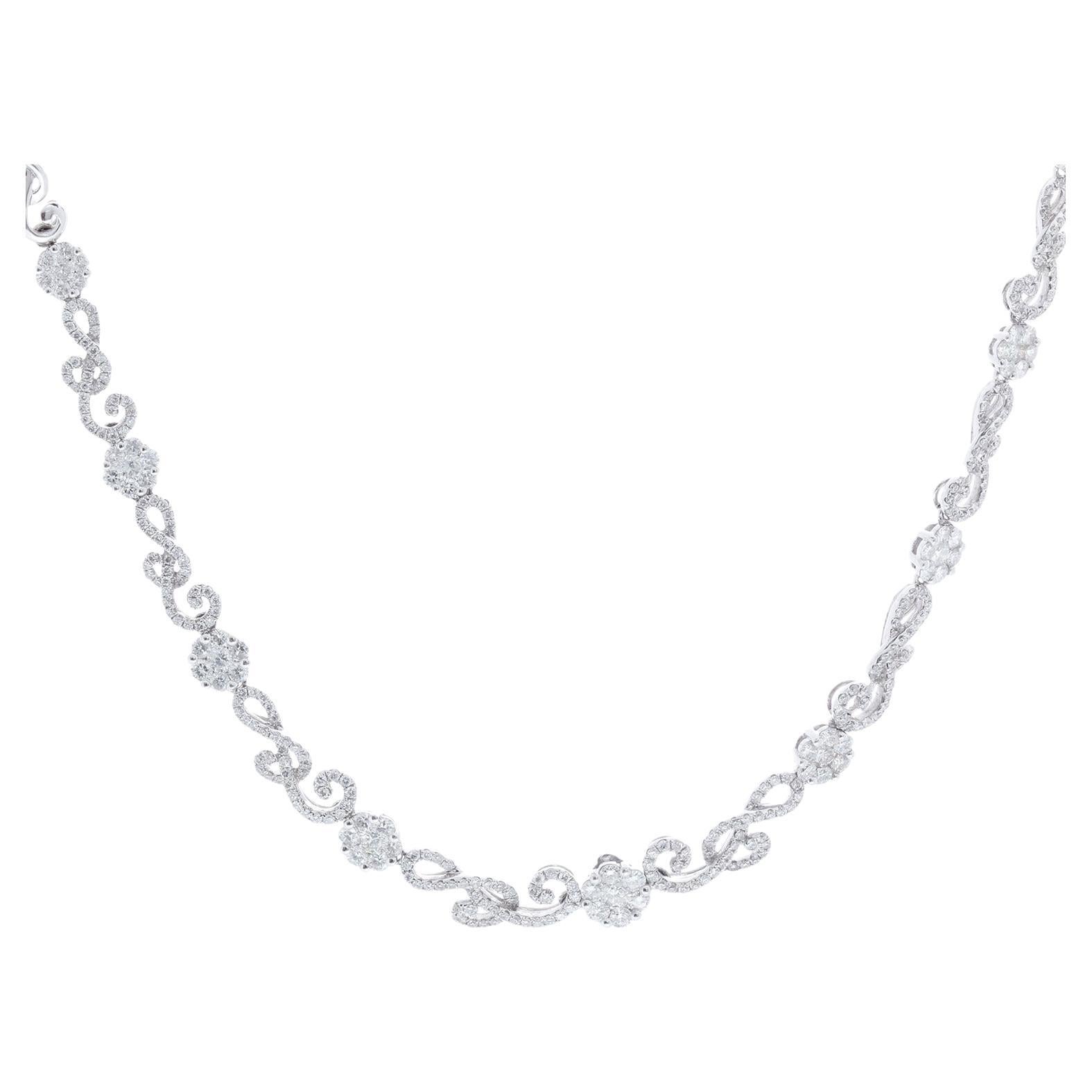 JD 18K White Gold  Diamond Necklace