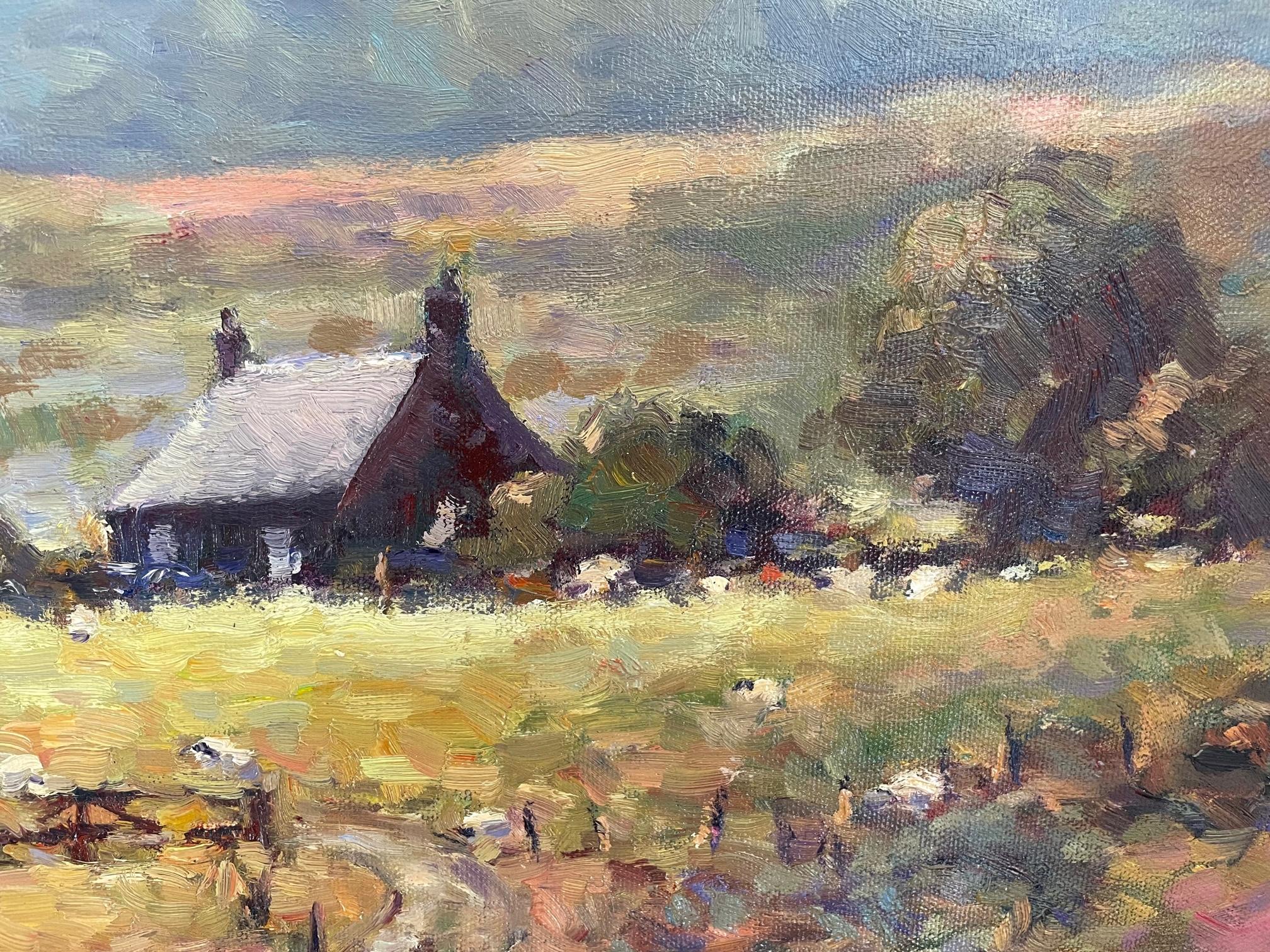 Bauernhof in Middleton, Comrie (Braun), Landscape Painting, von JD Henderson