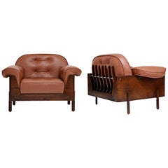 Vintage J.D. Moveis e Decoracoes Brazilian Rosewood and Leather Lounge Chairs, 1960s