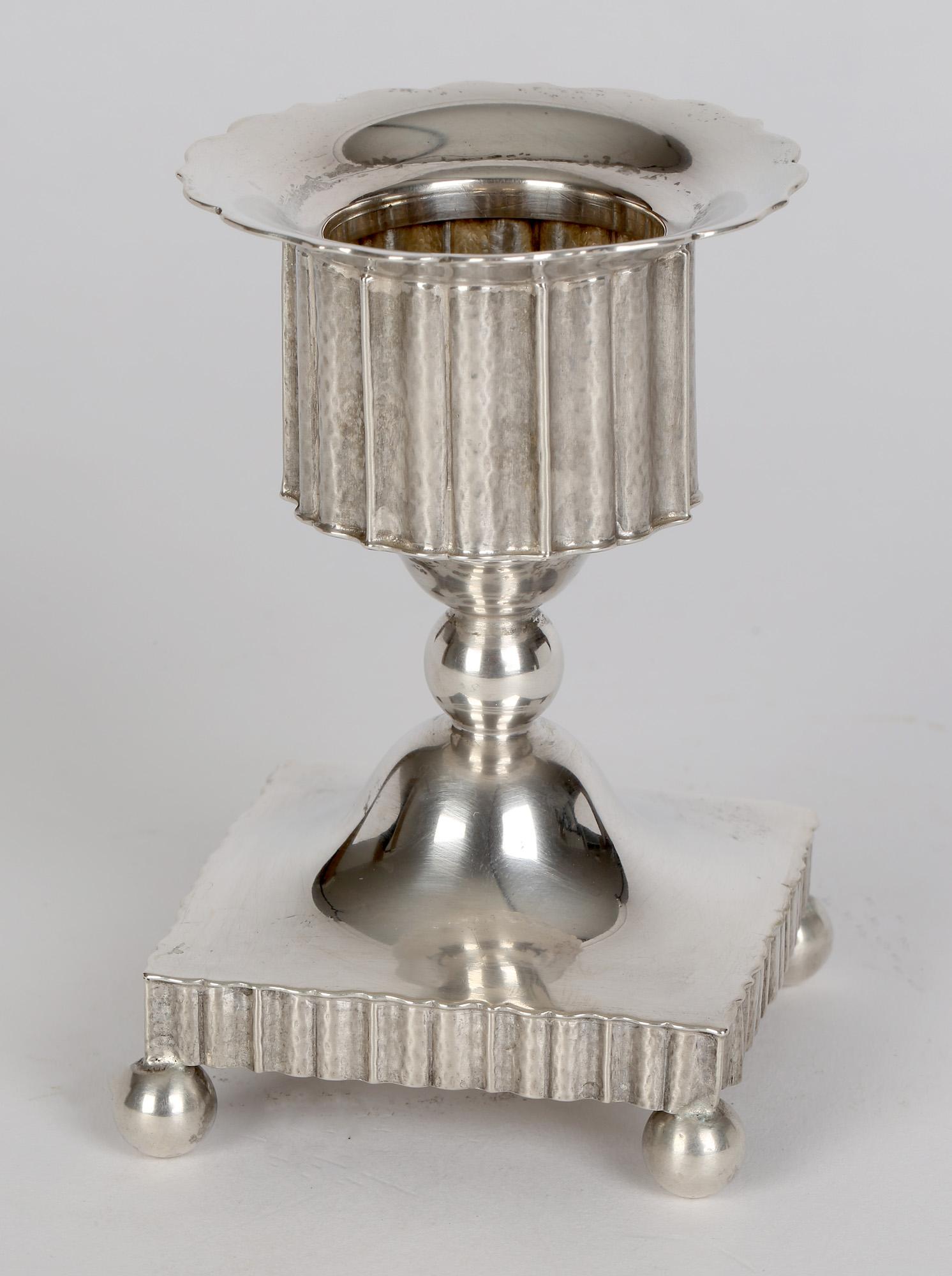 JD Schleissner Sohne German Silver Dwarf Candlestick In Good Condition For Sale In Bishop's Stortford, Hertfordshire