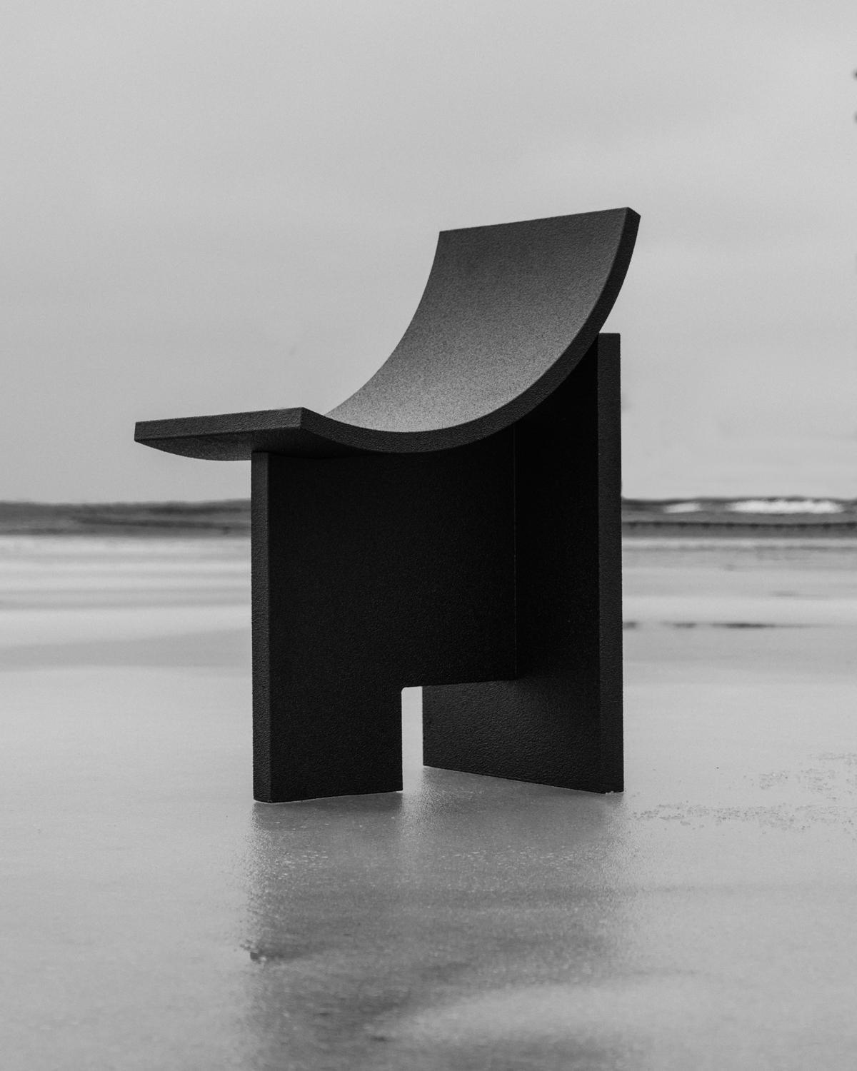 The “JD01 Noir” began as a case study in reductivism, whose epilogue played out to be a single sheet of baltic birched plywood, manipulated into this simplistically congruent chair. Thermal coating is a process that mixes a chemical and catalyst,