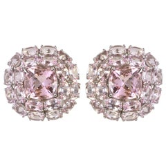 JdJ Couture Cushion and Oval Cut Morganite Earrings in White Gold