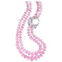 JdJ Couture Morganite Bead and Fancy Sapphire and Diamond "Swirl" Necklace