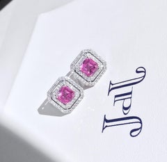 JdJ Couture Pink Sapphire and Diamond "Frame" Earrings in 18 K White Gold
