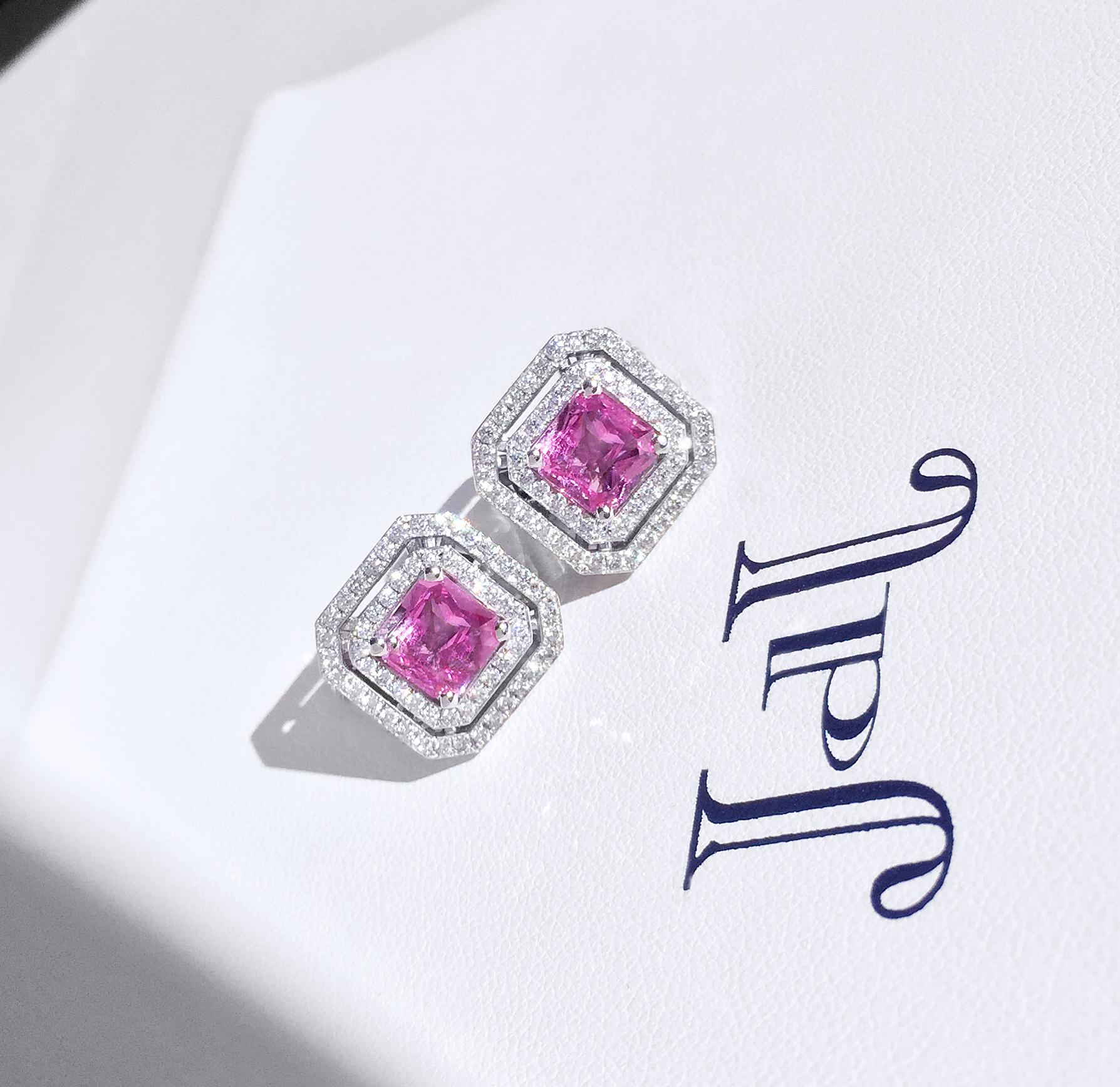 Radiant Cut JdJ Couture Pink Sapphire and Diamond 