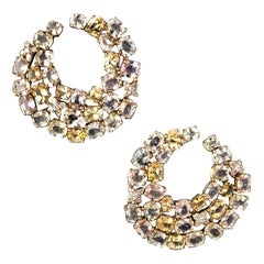 Jdj Couture Yellow Sapphire and Diamond Swirl Earrings in White Gold
