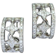 JdJ Jewels Signature Sevilla Motif Diamond Clip Earrings in 18 Karat White Gold