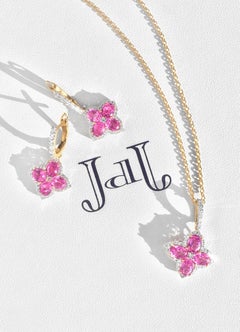 JdJ "Studio" Oval Pink Sapphire and Diamond Sevilla Motif Pendant in Yellow Gold