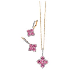 JdJ "Studio" Oval Pink Sapphire and Diamond Sevilla Motif Pendant in Yellow Gold