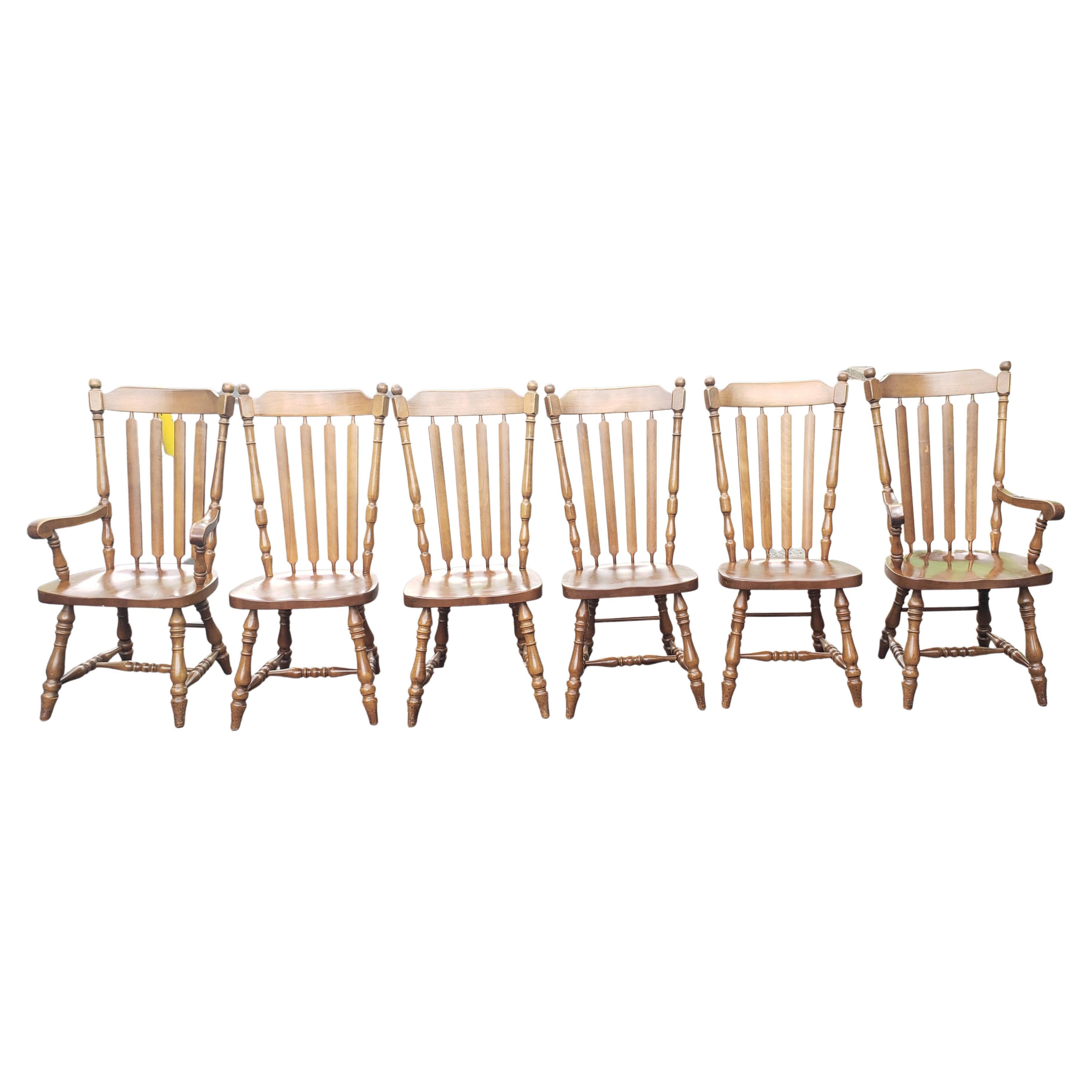 J.D.V. High Back Heavy Duty Solid Maple Country Dining Chairs, C 1970s - a Set For Sale 4