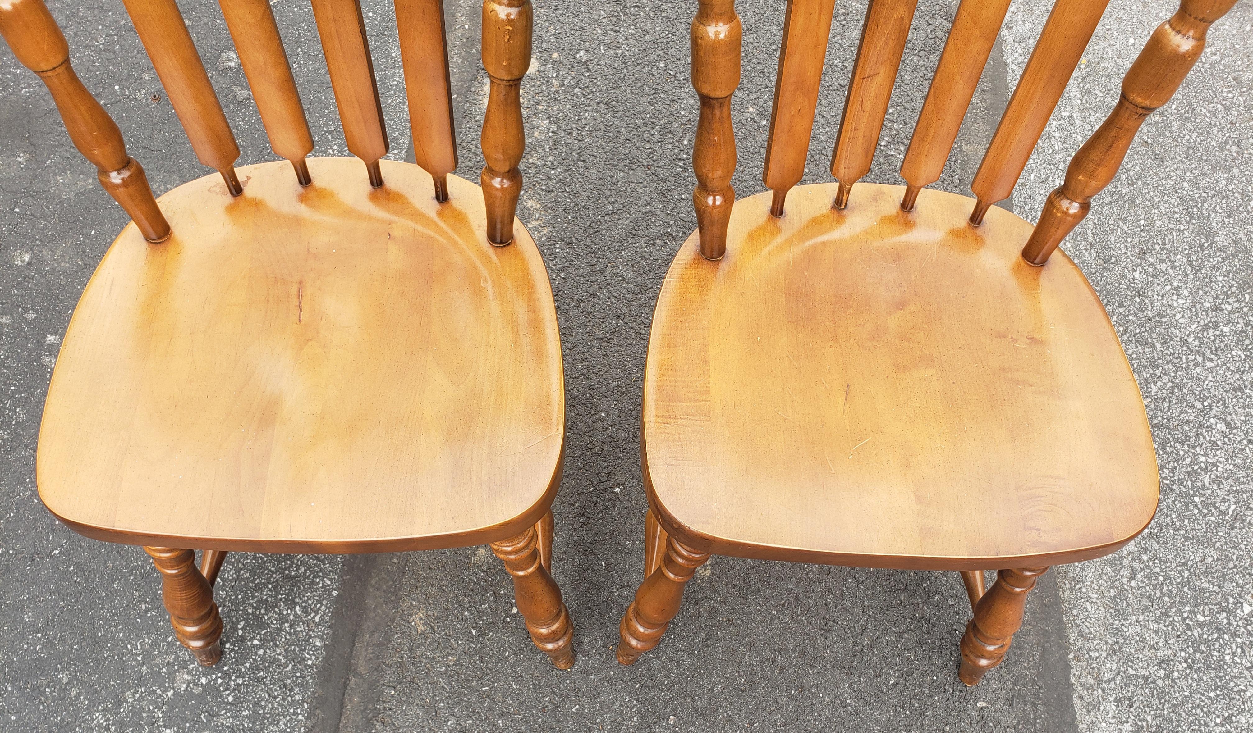 J.D.V. High Back Heavy Duty Solid Maple Country Dining Chairs, C 1970s - a Set For Sale 6