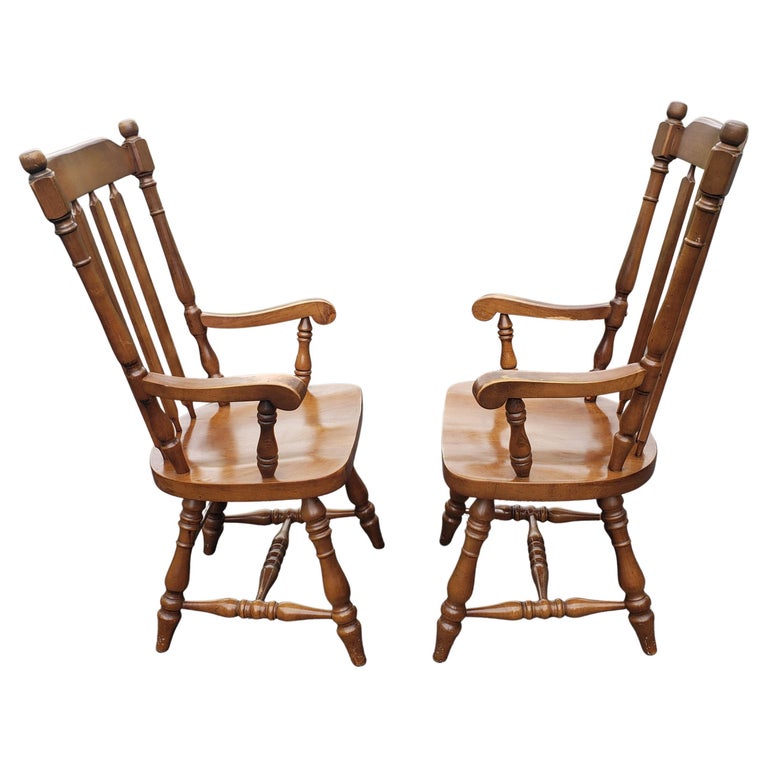 J.D.V. High Back Heavy Duty Solid Maple Country Dining Chairs, C 1970s