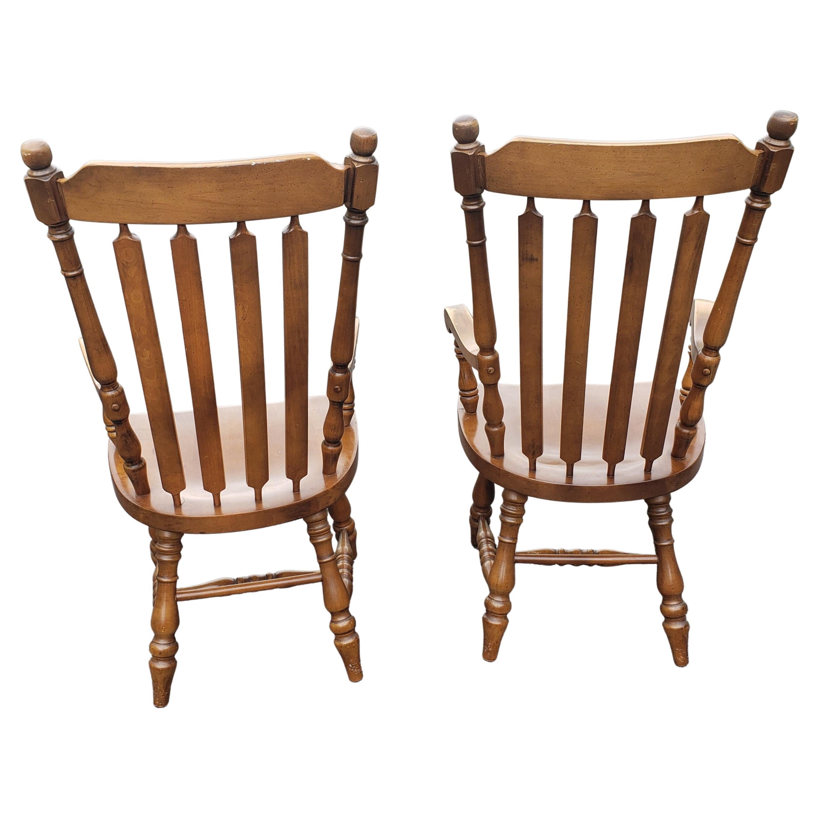 Woodwork J.D.V. High Back Heavy Duty Solid Maple Country Dining Chairs, C 1970s - a Set For Sale