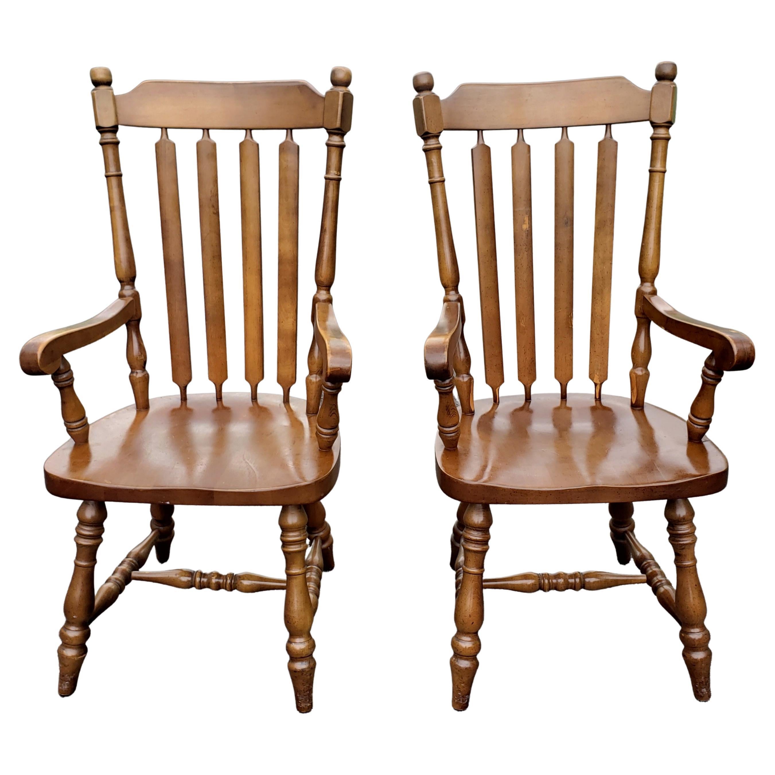 J.D.V. High Back Heavy Duty Solid Maple Country Dining Chairs, C 1970s - a Set In Good Condition For Sale In Germantown, MD
