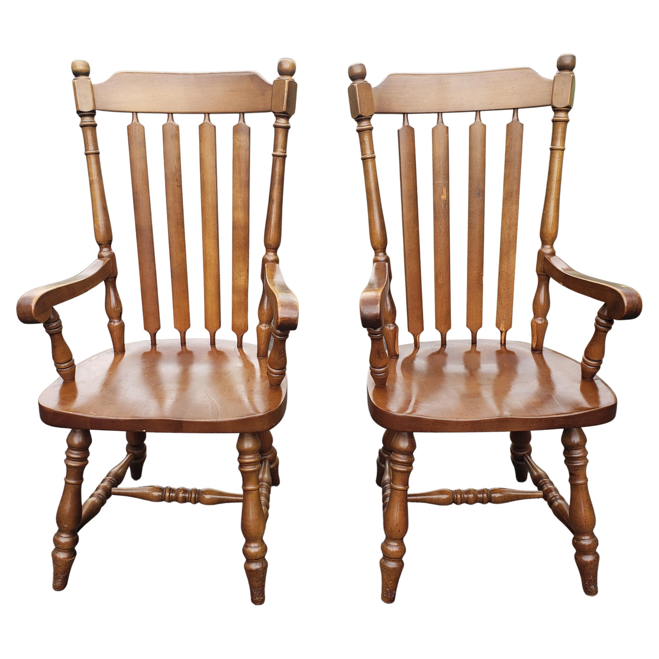 20th Century J.D.V. High Back Heavy Duty Solid Maple Country Dining Chairs, C 1970s - a Set For Sale