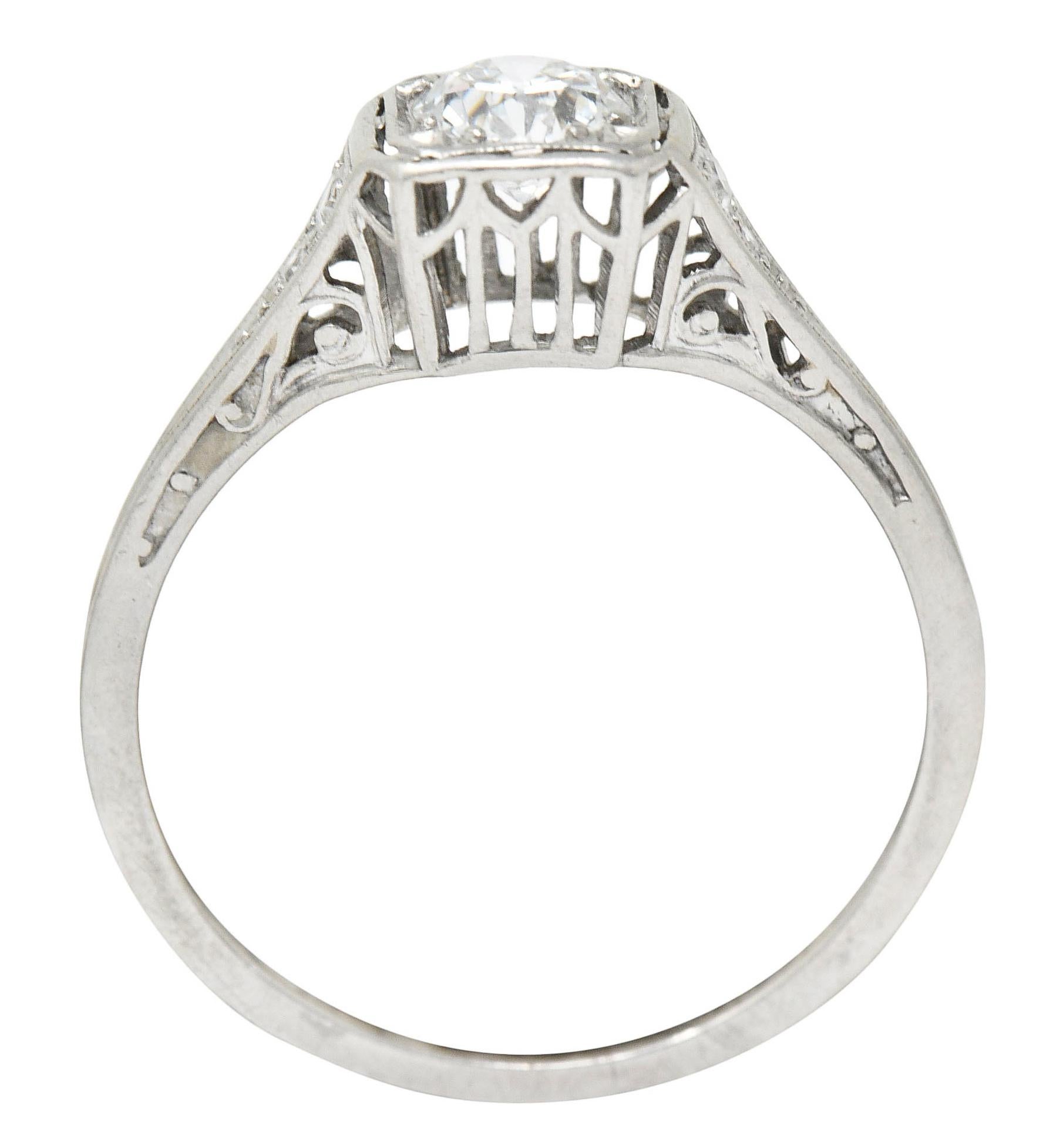 J.E. Caldwell 0.55 Carat Diamond Platinum Engagement Ring, Circa 1920 4