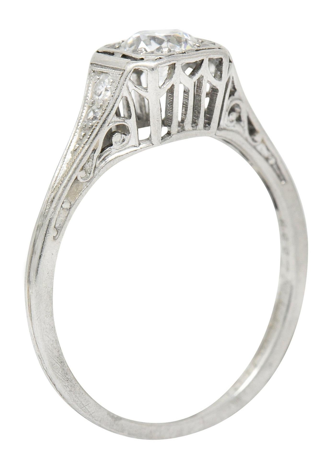 J.E. Caldwell 0.55 Carat Diamond Platinum Engagement Ring, Circa 1920 5