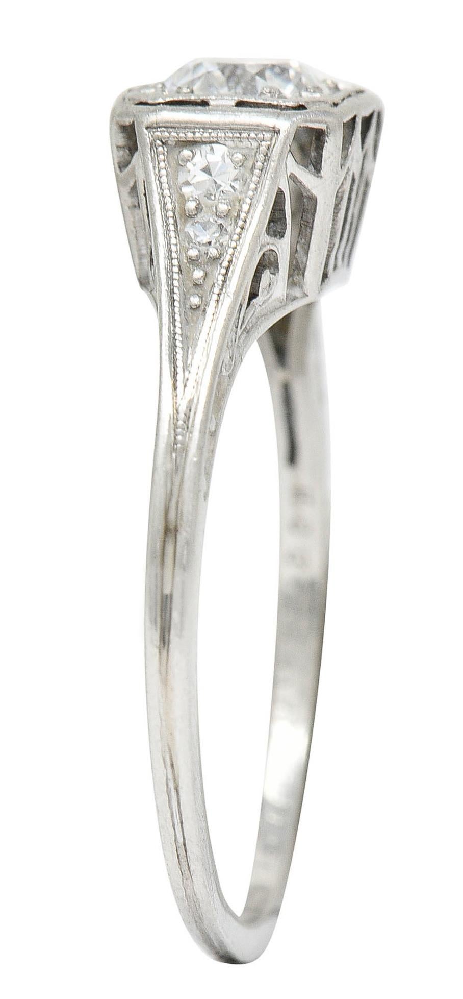 J.E. Caldwell 0.55 Carat Diamond Platinum Engagement Ring, Circa 1920 6