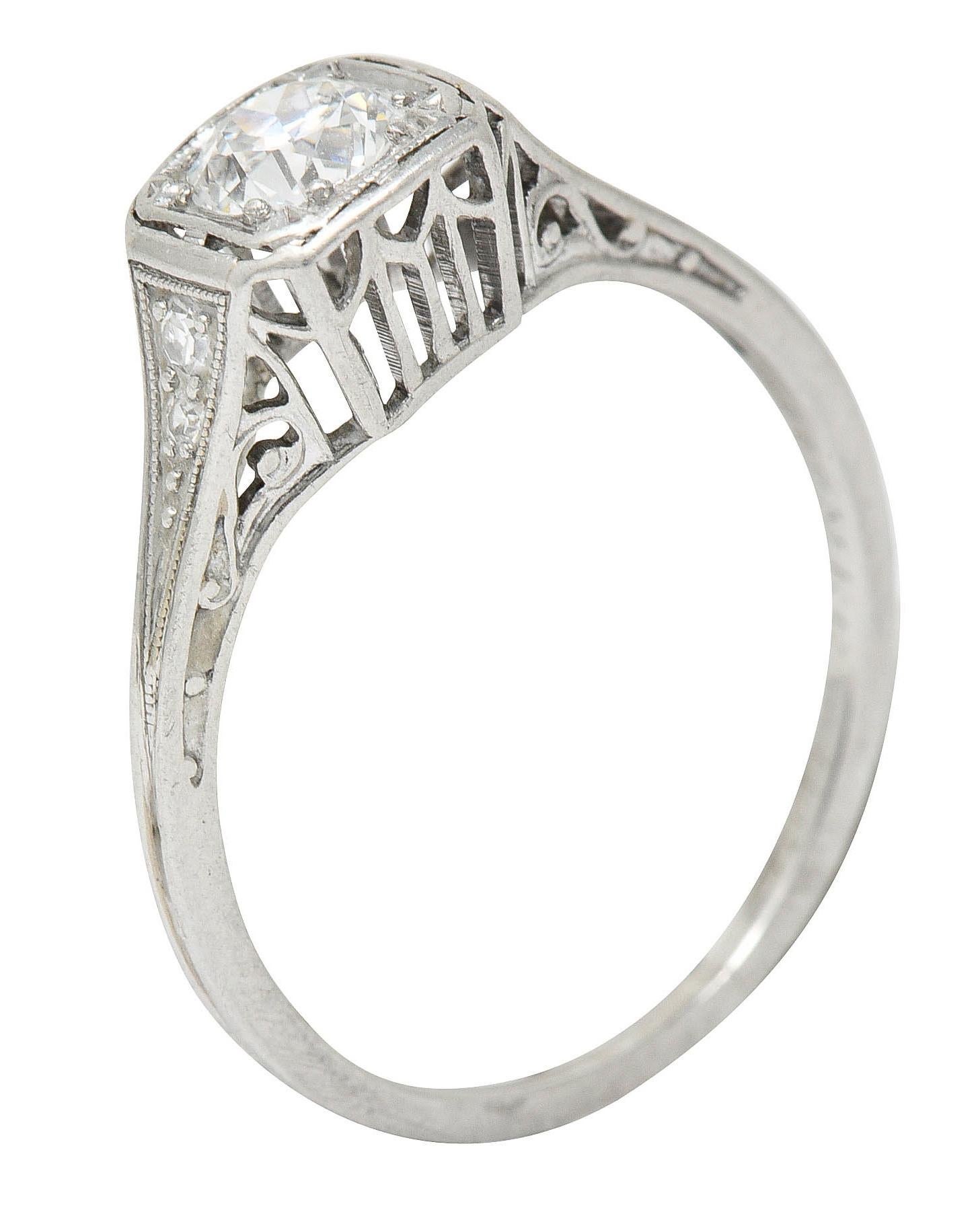 J.E. Caldwell 0.55 Carat Diamond Platinum Engagement Ring, Circa 1920 7