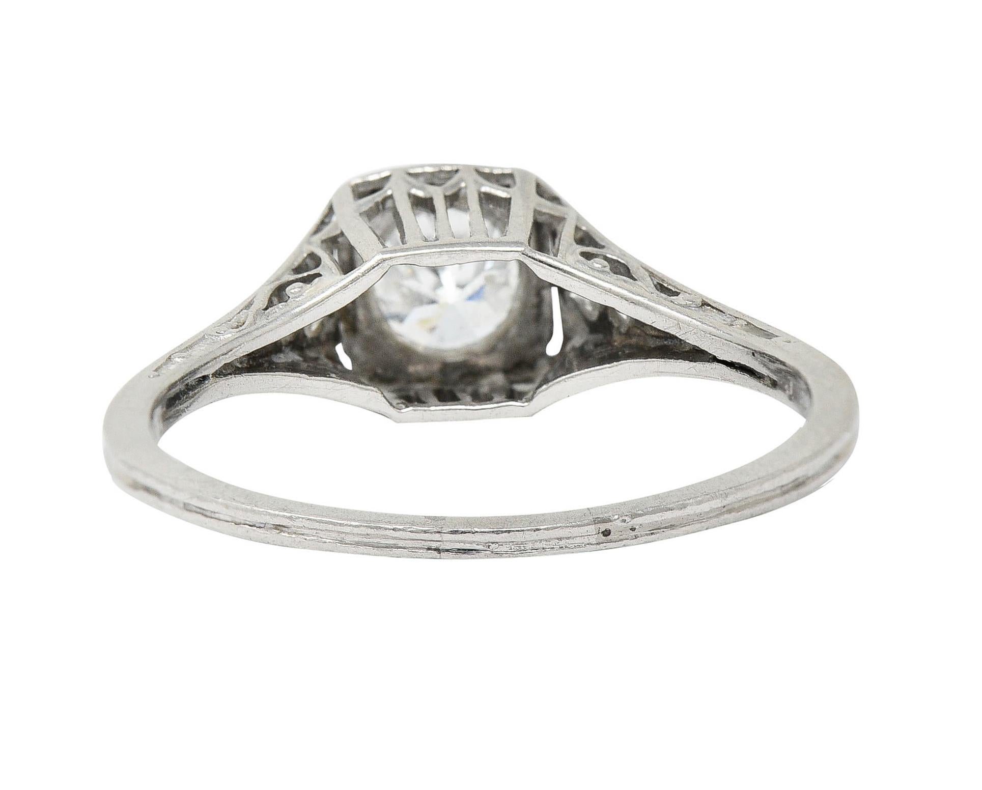 Old European Cut J.E. Caldwell 0.55 Carat Diamond Platinum Engagement Ring, Circa 1920