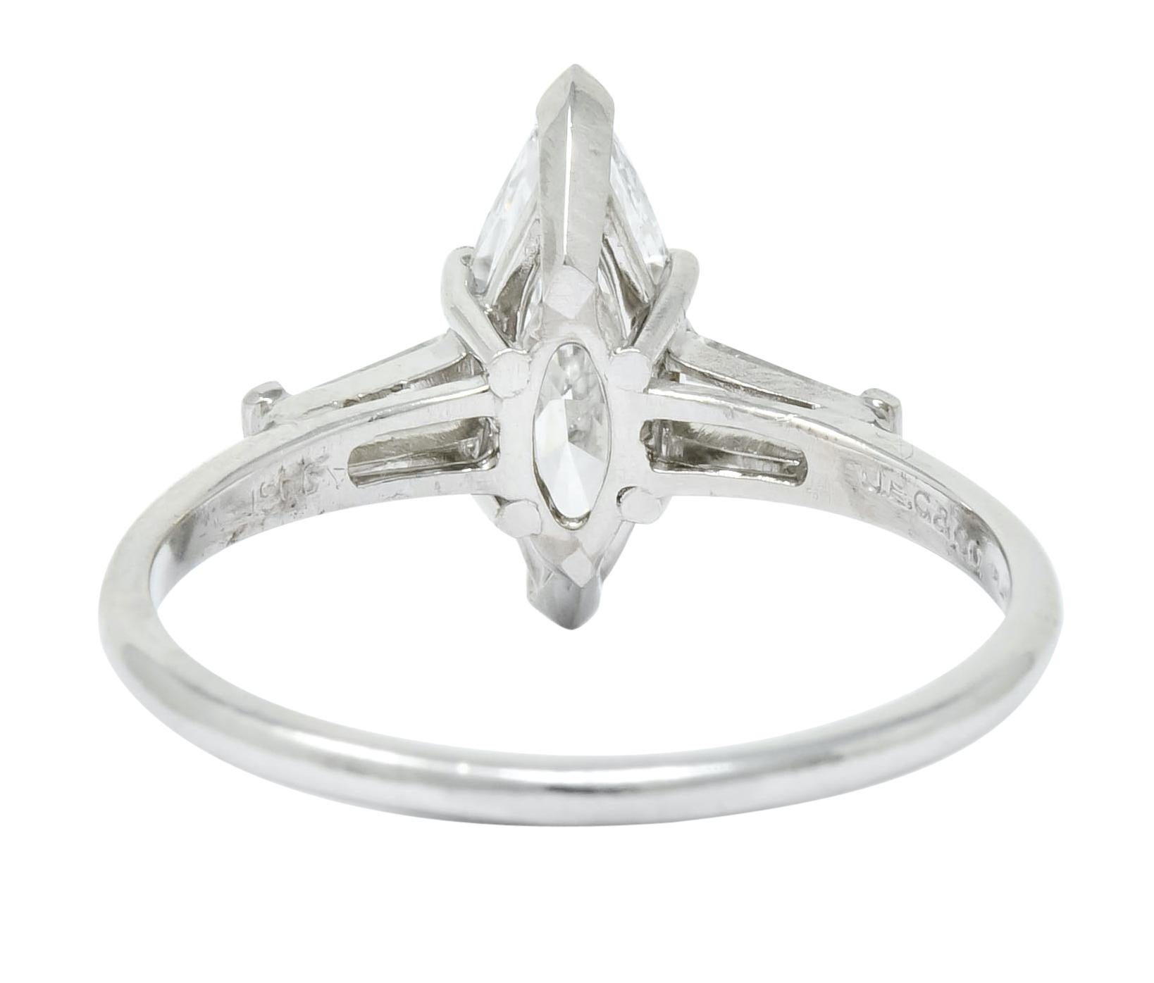Contemporary J.E. Caldwell 1.03 Carat Marquise Diamond Platinum Engagement Ring GIA