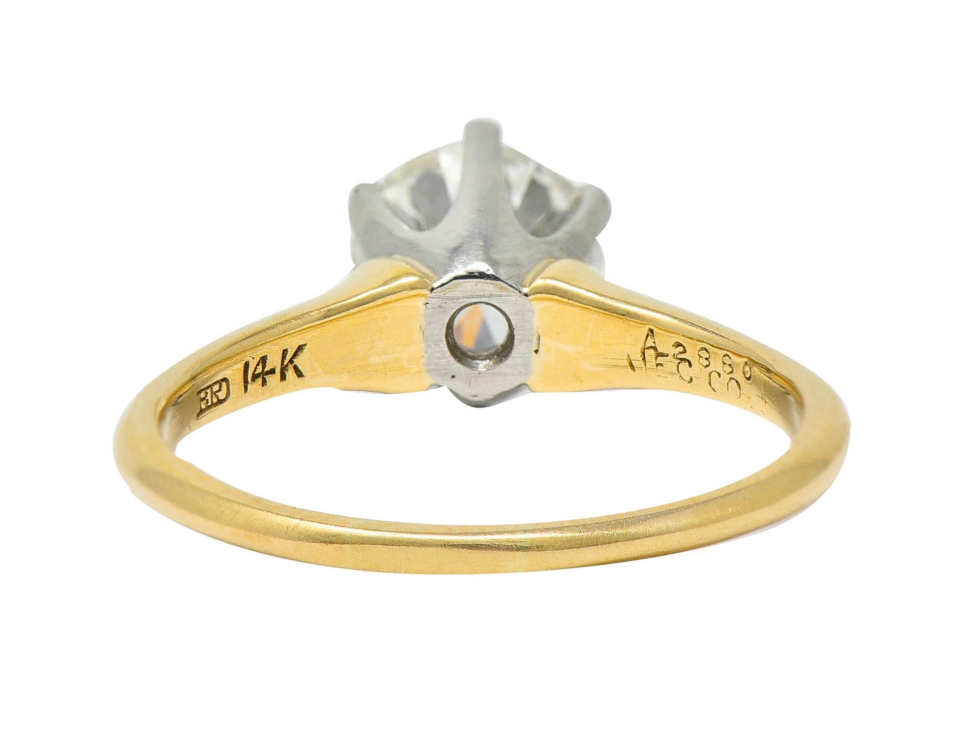 Retro J.E. Caldwell 1.19 Carats Diamond 14 Karat Gold Solitaire Engagement Ring GIA