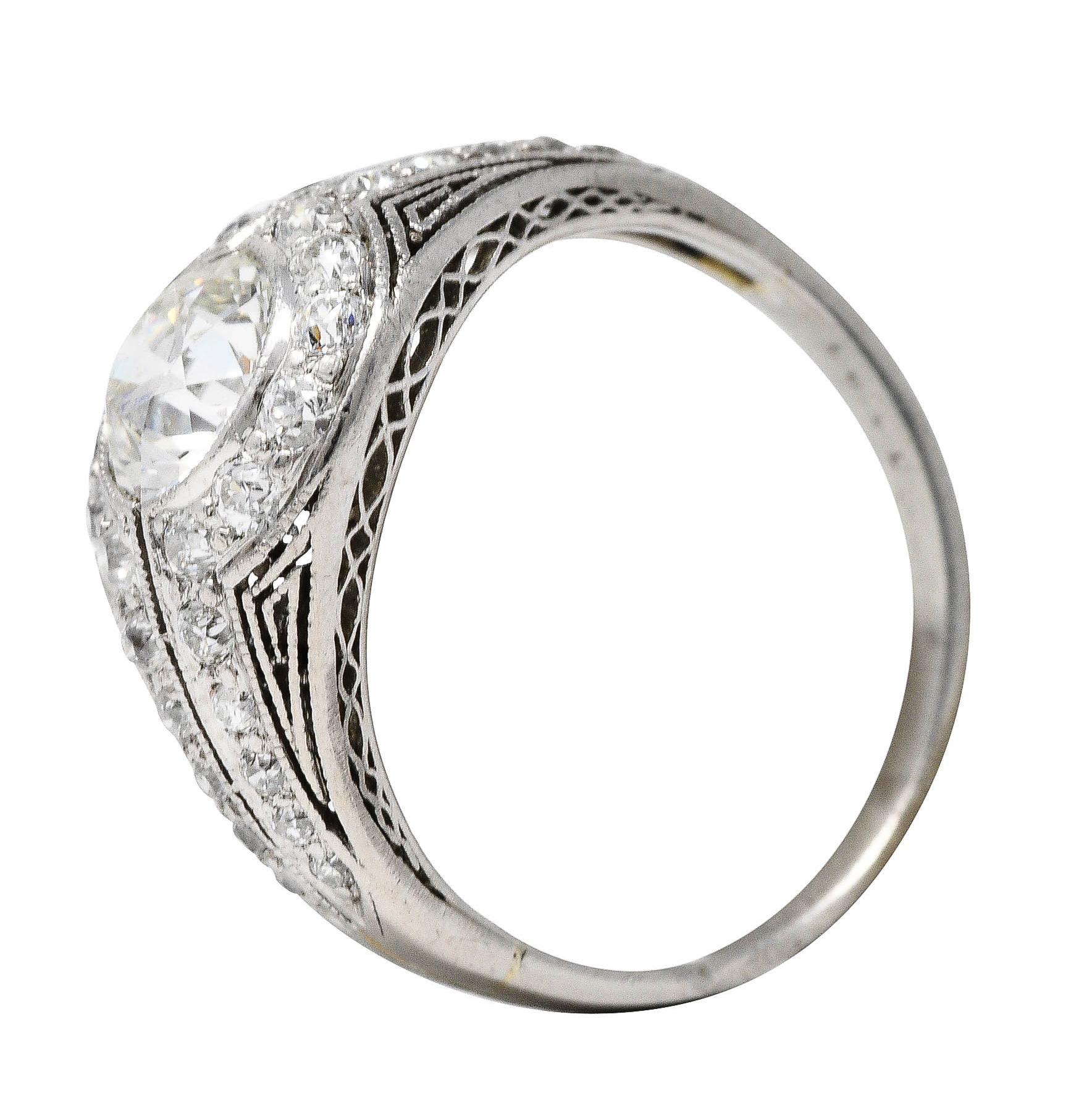 J.E. Caldwell 1.35 Carats Diamond Platinum Bombe Engagement Ring 1