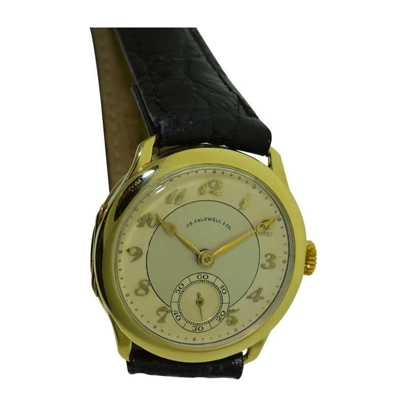J.E. Caldwell 18 Karat Yellow Gold Art Deco Watch with Breguet Numerals