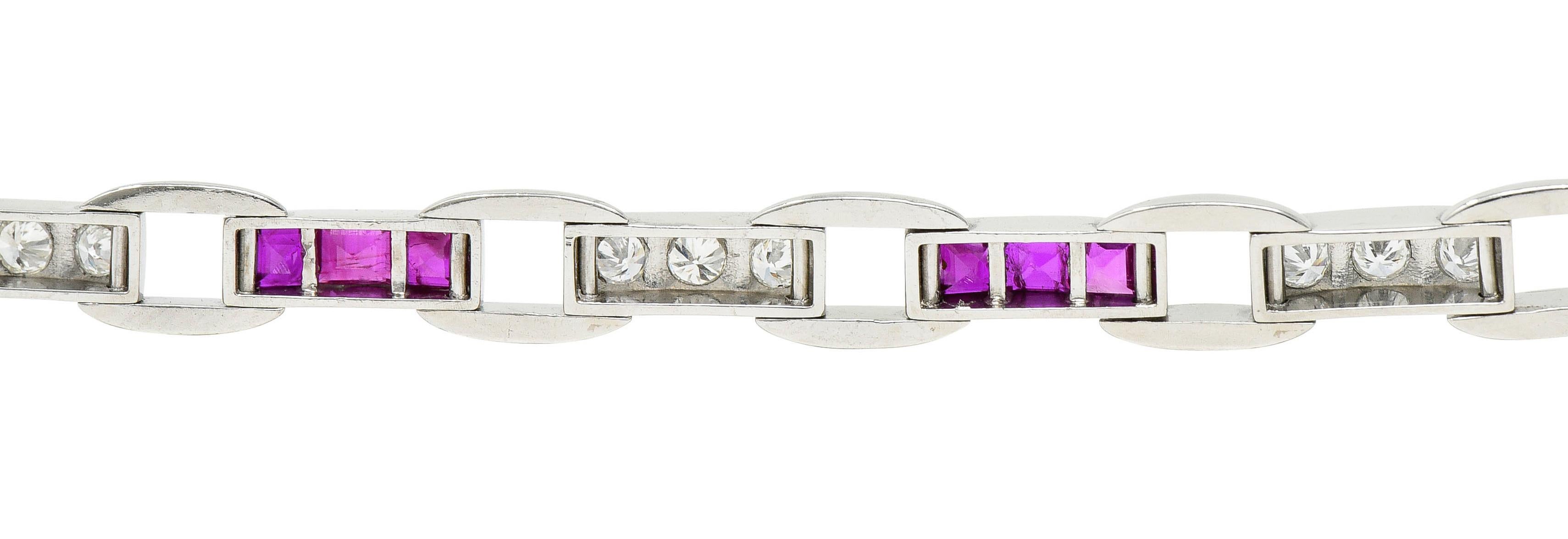 J.E. Caldwell 4.50 Carats Diamond Ruby Platinum Buckle Link Bracelet 7