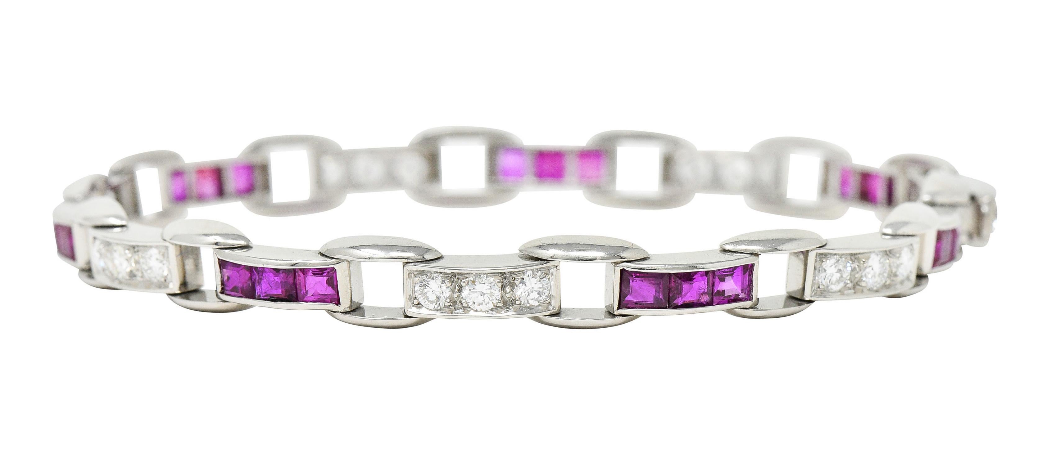 Women's or Men's J.E. Caldwell 4.50 Carats Diamond Ruby Platinum Buckle Link Bracelet