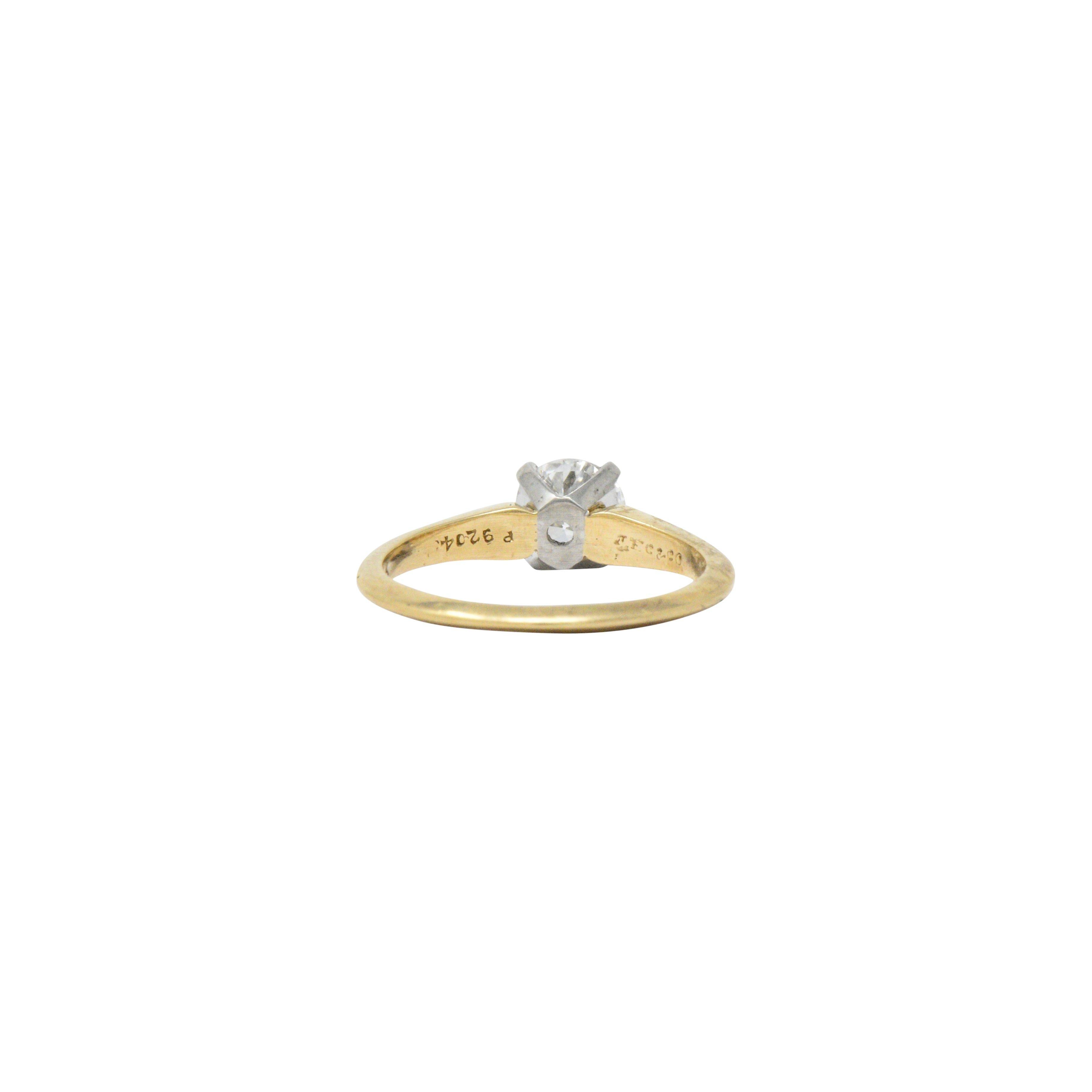 J.E. Caldwell .61 Diamond 14k Yellow Gold Platinum Solitaire Engagement Ring In Good Condition In Philadelphia, PA