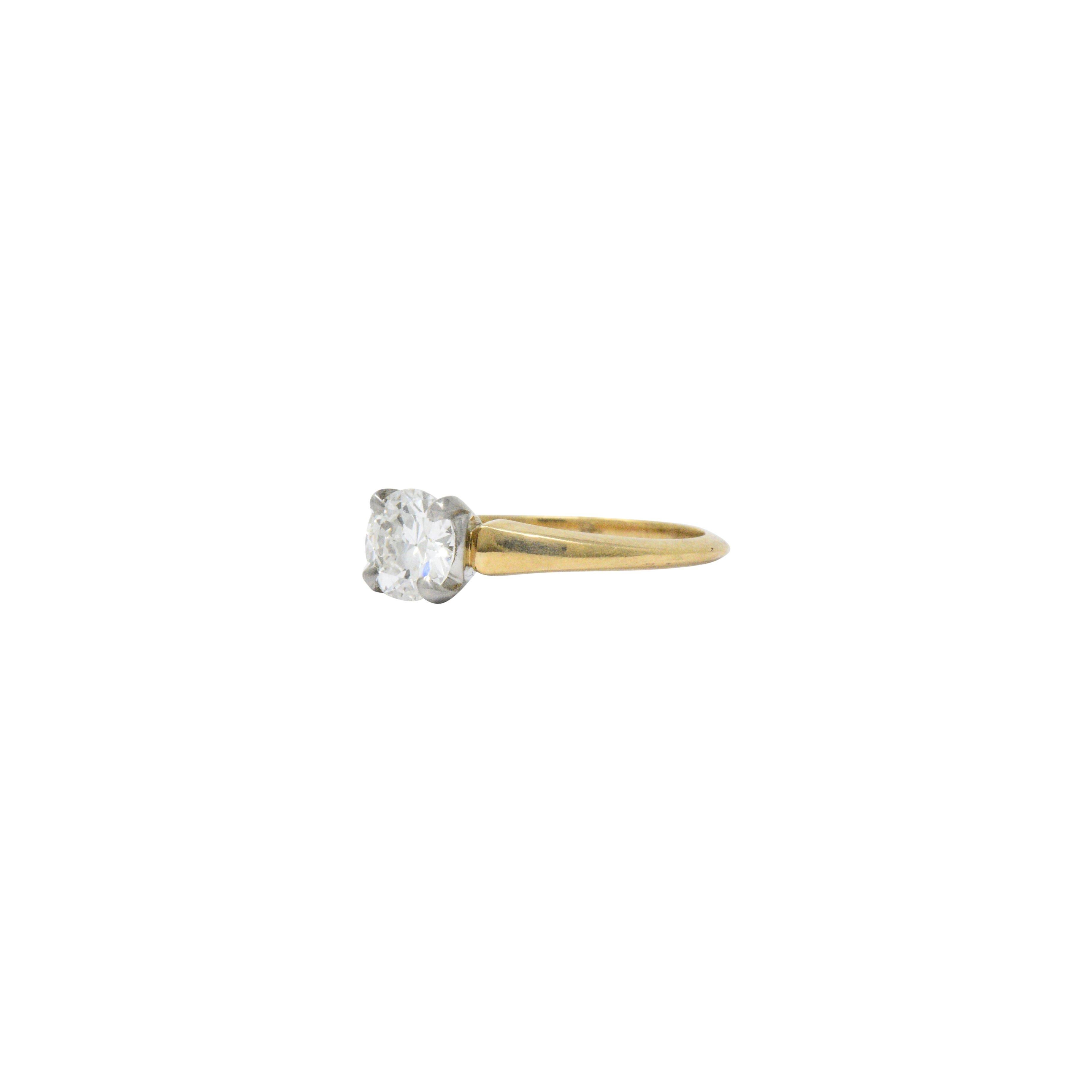Women's or Men's J.E. Caldwell .61 Diamond 14k Yellow Gold Platinum Solitaire Engagement Ring