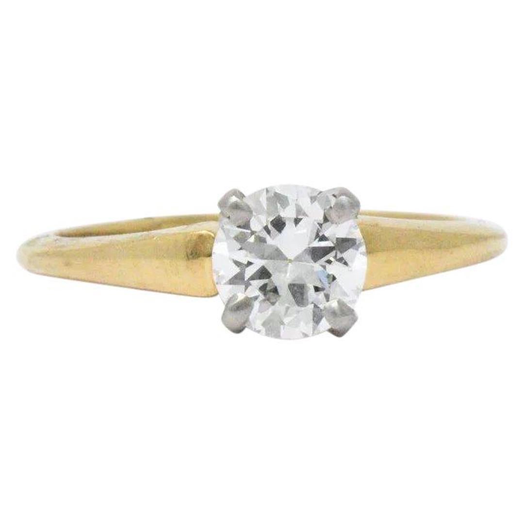 J.E. Caldwell .61 Diamond 14k Yellow Gold Platinum Solitaire Engagement Ring