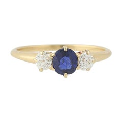 J.E. Caldwell .78 Carat Oval Brilliant Cut Sapphire and Diamond Ring 18k Gold