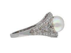J.E. Caldwell Antique Natural Pearl and Diamond Two Stone Ring, American, circa