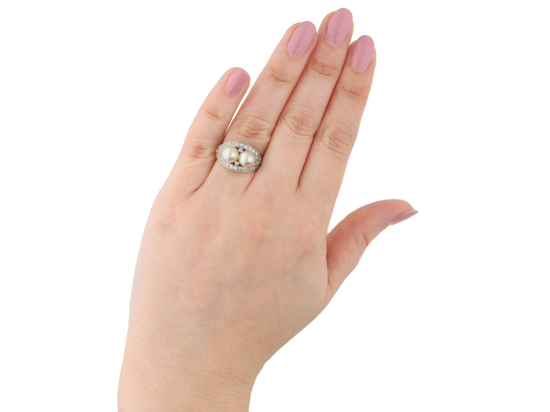 J.E. Caldwell Antique Natural Pearl and Diamond Two Stone Ring, American, circa Unisexe en vente