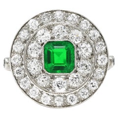J.E. Caldwell Art Deco 2.32 Carats Emerald Diamond Platinum Dinner Ring