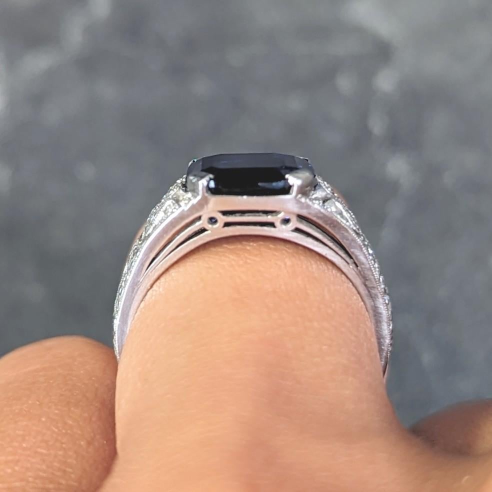 J.E. Caldwell Art Deco Platinring mit 3,90 Karat unbehandeltem Saphir und Diamant, GIA 9
