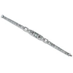 J.E. Caldwell Art Deco 6.60 Carat Diamond, Emerald and Onyx Platinum Bracelet