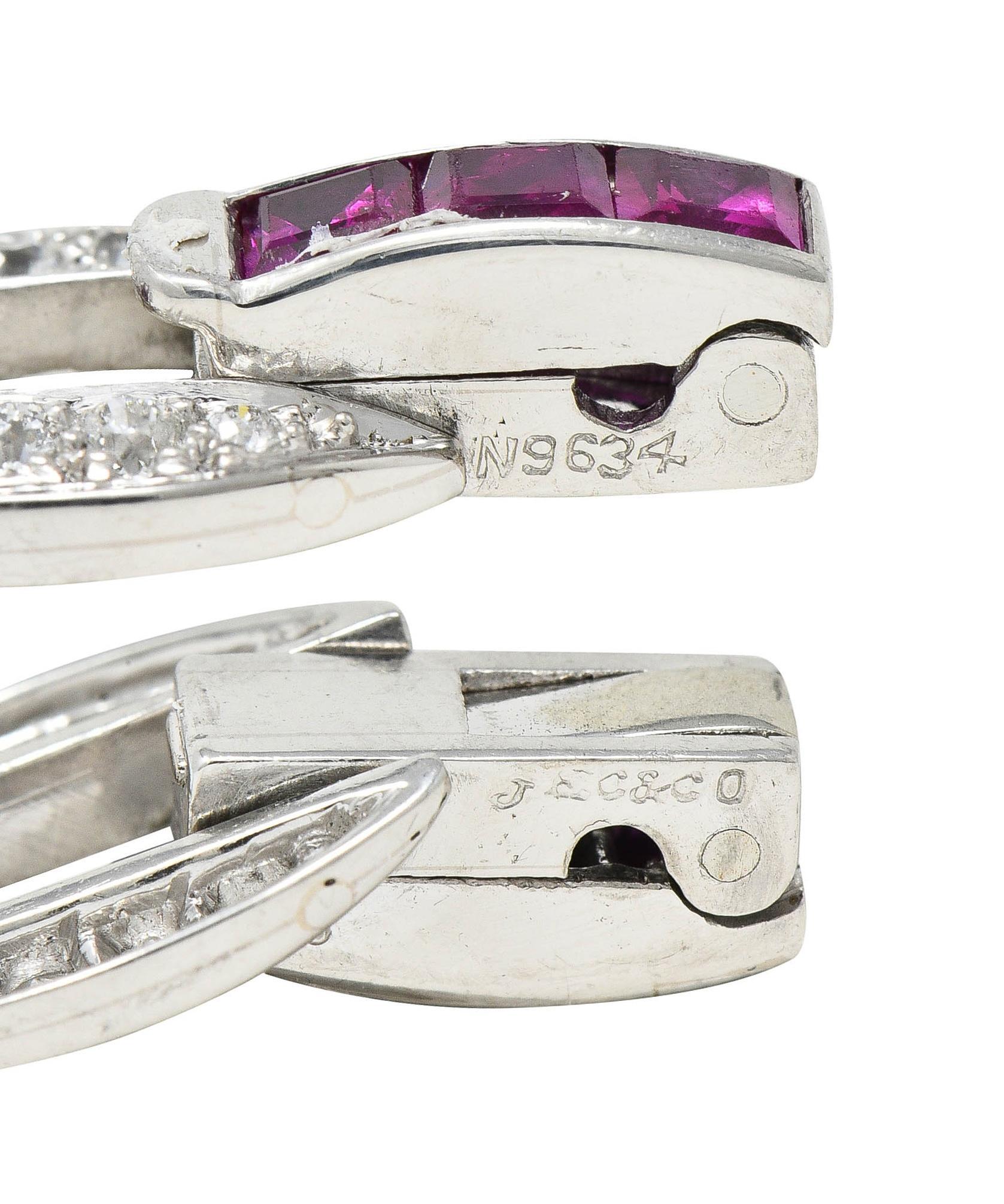 J.E. Caldwell, bracelet à maillons vintage Art déco en platine avec rubis et diamants 7,80 carats poids total en vente 4