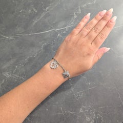 JE Caldwell Art Deco Diamond Onyx Platinum 14K Gold Vintage Date Charm Bracelet