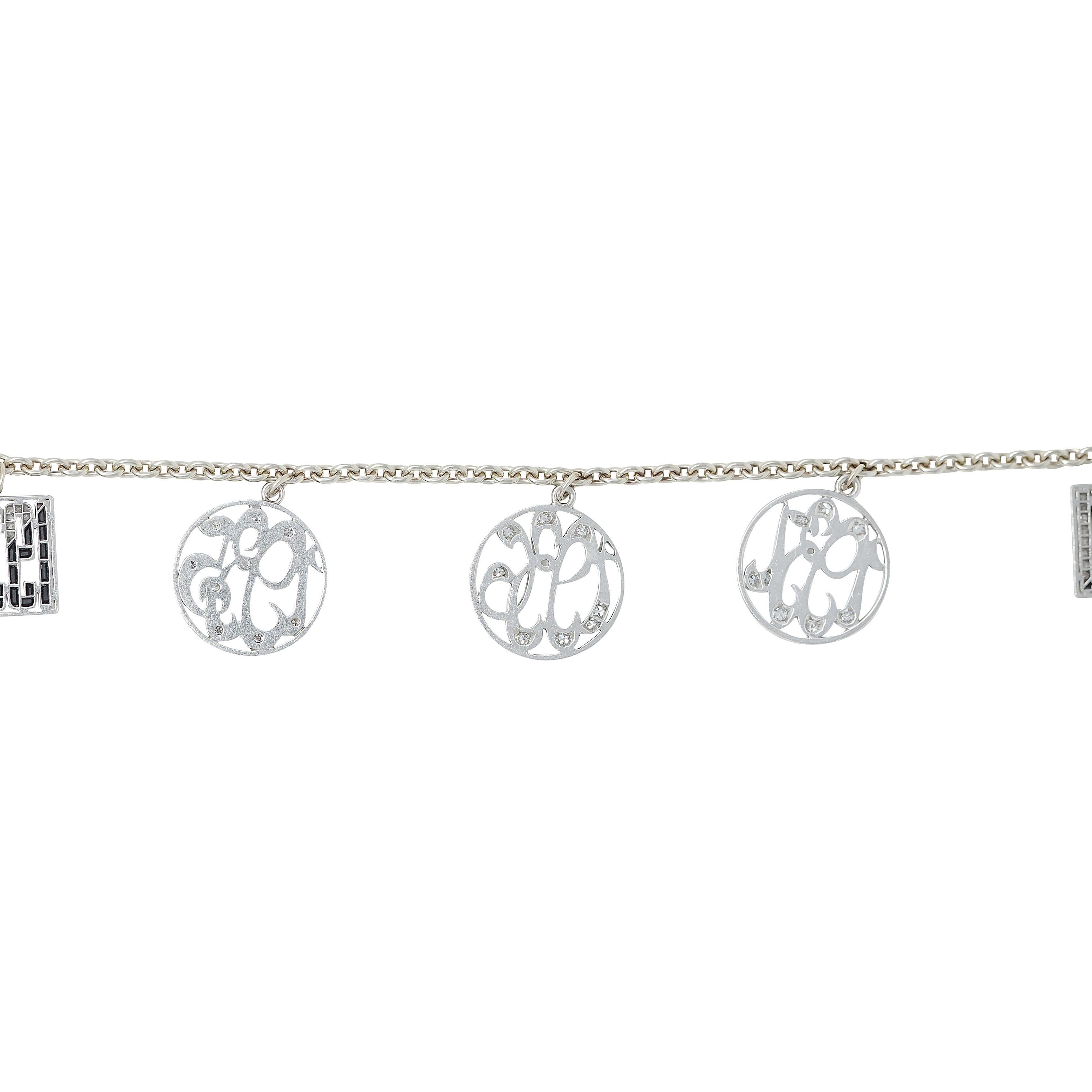 JE Caldwell Art Deco Bracciale con diamante e onice in platino e oro 14 carati con data vintage in vendita 2