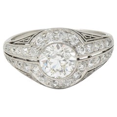 J.E. Anillo de Compromiso Caldwell Art Decó Diamante Platino Llave Griega Antiguo Bombé