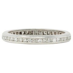 J.E. Caldwell Art Deco Diamond Platinum Vintage Eternity Wedding Band Ring