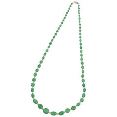 J.E. Caldwell Art Deco Emerald Pearl Diamond and Platinum Necklace