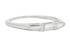 J.E. Caldwell Baguette Diamond Platinum Stacking Band Rin, circa 1950