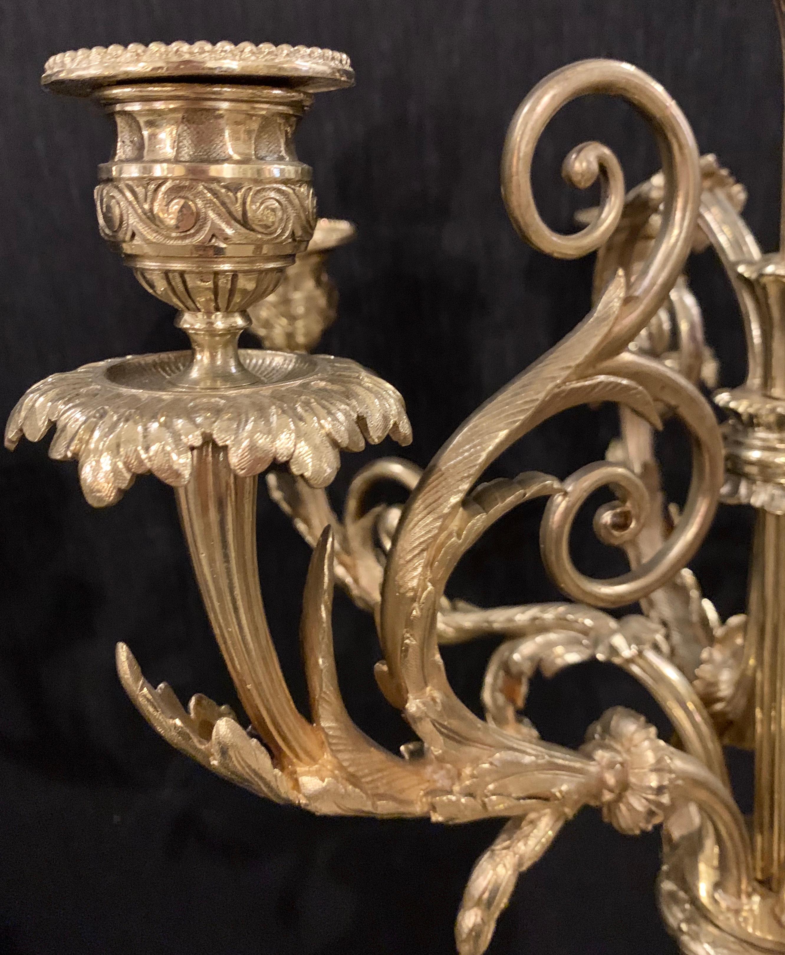 American J.E. Caldwell Bronze Louis XVI Style Three-Piece Garniture Clock Set, Palatial