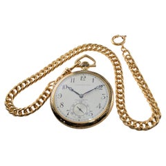 J.E. Caldwell by I.W.C. 18Kt Yellow Gold Open Faced Art Deco Pocket Watch, 1930s